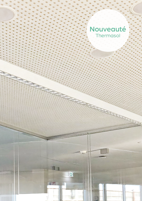 Installation d'un plafond chauffant thermasol up dans un ensemble de bureaux